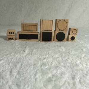 Stampin Up! 2003 Wood-Mounted Rubber Stamps - Set of 7 Simple Shapes 10 Piece